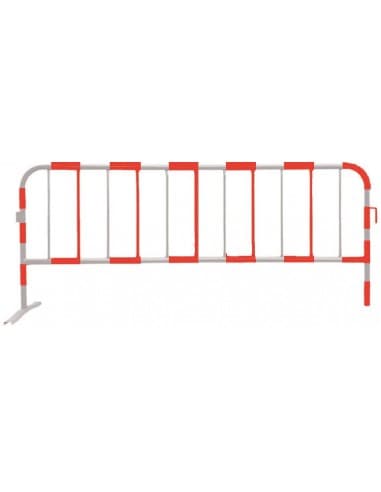 VALLA PEATONAL BLANCA/ROJA 2.50 X 1, TUBO DE 40 MM, 11 BARROTES, PINTURA EPOXI, SIN CHAPAS