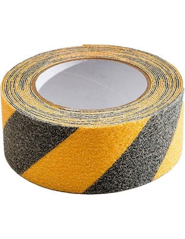 ROLLO 18 mt. CINTA ADHESIVA ANTIDESLIZANTE AMARILLO/NEGRO 50 mm.