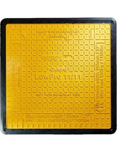PLACA CUBREZANJA EXTRAPLANA OXFORD LOW PRO 1.125 X 1.125 AMARILLA, PESO 24 KGS, CON BORDES ANTIDESLIZANTES DE CAUCHO "  FLEXI ED