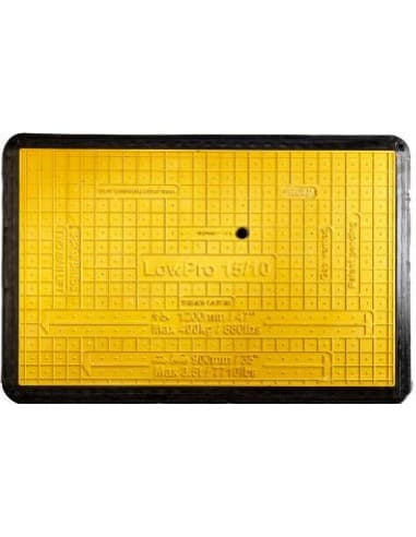 PLACA CUBREZANJA OXFORD LOW PRO 1.500 X 1.000, AMARILLA BORDES ANTIDESLIZANTES  DE CAUCHO " FLEXI EDGE " PESO 38 KGS
