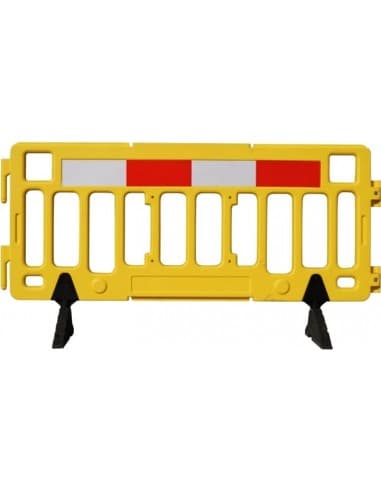 VALLA PLASTICO SOPLADO HDPE  2 X 1 MT COLOR AMARILLO CON BANDA REFLEX ROJA/BLANCA