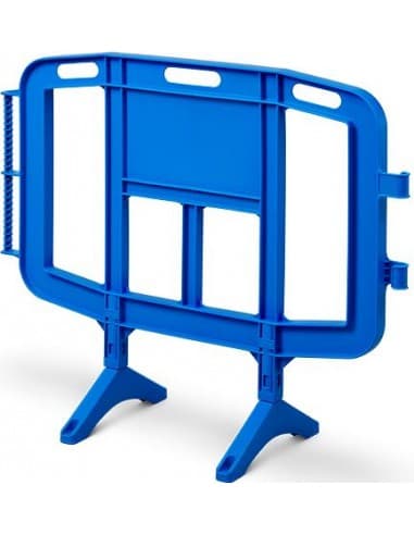 VALLA PEATONAL DE POLIPROPILENO 1.260 X 1.000 CON PATAS GIRATORIAS CON PLACA PARA PERSONALIZAR Y LATERALES CON BANDAS REFLEX ROJ