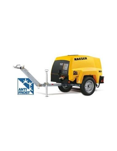 COMPRESOR PORTATIL KAESER MOD. M-20 CON ENGANCHE DE BOLA, CAPOT DE POLIETILENO EN COLOR AMARILLO