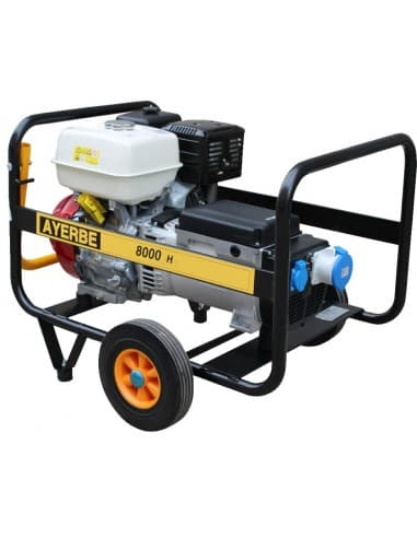 GENERADOR AYERBE 8 KVAS, 6400 WATIOS C/RUEDAS Y CUADRO DE DISTRIBUCION IP55, DIFERENCIAL 0,03 A, MAGNETO BIPOLAR, CUENTAHORAS ,